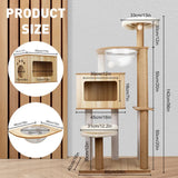 VaKa 1.42M Cat Tree Tower Scratching Post Scratcher Cats Condo House Bed Furniture - Side View