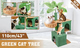 VaKa 1.1M Cat Tree Scratching Post Palm Tree Cat Post Dangling Balls Cat Toy - Front View