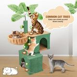 VaKa 1.1M Cat Tree Scratching Post Palm Tree Cat Post Dangling Balls Cat Toy - Top-Down View