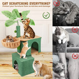 VaKa 1.1M Cat Tree Scratching Post Palm Tree Cat Post Dangling Balls Cat Toy - 45-Degree Angle
