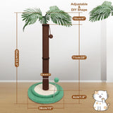 VaKa Cat Tree Scratching Post Large Palm Tree Cat Post Dangling Balls Cat Toy - Side View