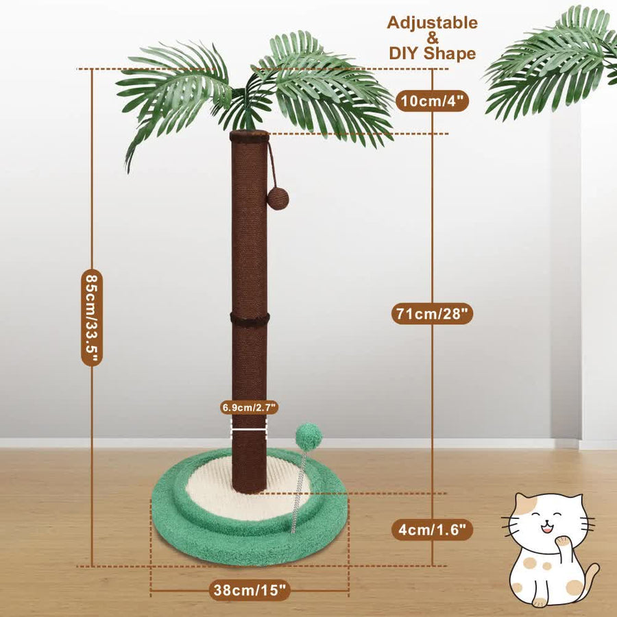 VaKa Cat Tree Scratching Post Large Palm Tree Cat Post Dangling Balls Cat Toy, image 3