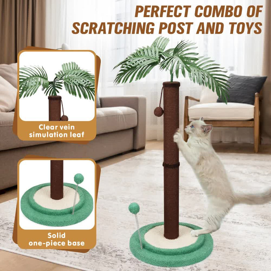 VaKa Cat Tree Scratching Post Large Palm Tree Cat Post Dangling Balls Cat Toy, image 5