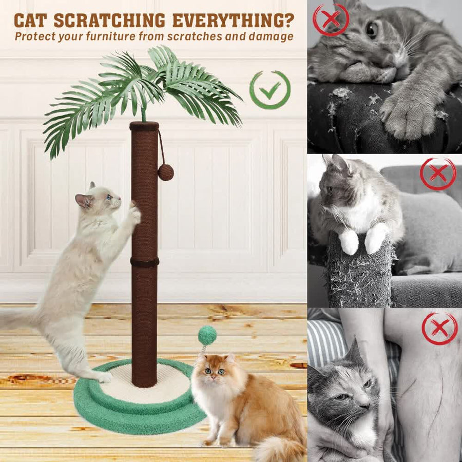 VaKa Cat Tree Scratching Post Large Palm Tree Cat Post Dangling Balls Cat Toy, image 6