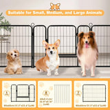 Pet Dog Playpen Puppy Exercise Cage Enclosure Fence Metal Outdoor 8 Panel - Low Angle