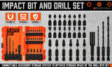 26Pc Impact Screwdriver Bit Set Magnetic Drill Bit Holder Quick Release Drilling - Front View