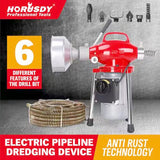 400W Drain Cleaner Electric Eel Rigid Plumbing Sewerage Pipe Machine 6 Cutters - Front View