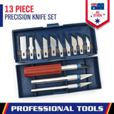 13Pc Durable Precision Knife Set Exacto Style Multi-function Hobby Knife Crafts - Front View