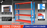2mx2m Steel Racks Shelves Garage Storage Warehouse Tyre Shelving 1000 Capacity - Close-Up Angle
