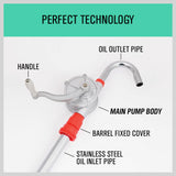 Aluminium Rotary Drum Pump Diesel Fuel Kero Oil Petrol 44 Gallon Drum Hand Pump - 45-Degree Angle