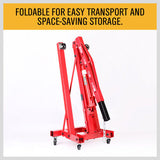 Engine Crane 2 Ton Hydraulic Hoist Folding Shop Mobile Lifter Workshop Lift - Rear View