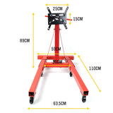 900kg Engine Stand Heavy Duty Industrial Workshop Cars Auto Crane Hoist - Low Angle
