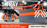 5-Tray Steel Cantilever Tool Storage Box Portable Parts Organiser Carry Holder - Front View