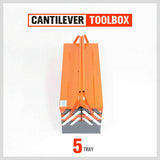 5-Tray Steel Cantilever Tool Storage Box Portable Parts Organiser Carry Holder - Side View