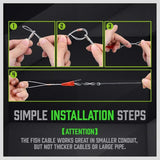 SWANLAKE 11FT/3.3M Fiberglass Running Wire, Pull Push Rod, Fish Tape Cable Coaxial Electrical Fish Tape Pull Push Kit - 45-Degree Angle
