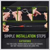 SWANLAKE 33 FT/10M Fiberglass Running Wire, Pull Push Rod, Fish Tape Cable Coaxial Electrical Fish Tape Pull Push Kit - 45-Degree Angle
