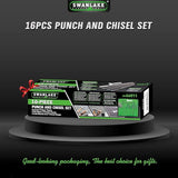 SWANLAKE Punch and Chisel Set, Including Taper Punch, Cold Chisels, Pin Punch, Center Punch (16pcs) - Side View