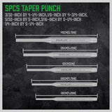 SWANLAKE Punch and Chisel Set, Including Taper Punch, Cold Chisels, Pin Punch, Center Punch (16pcs) - Rear View