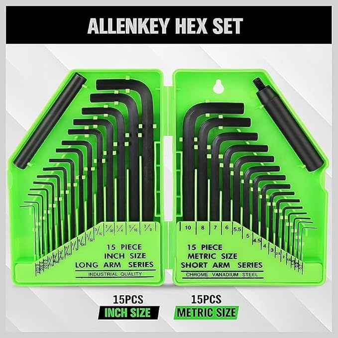 SWANLAKE 32PCS Hex Key Set, Allen Wrench Set Inch/Metric MM(0.7mm-10mm) SAE(0.028-3/8)