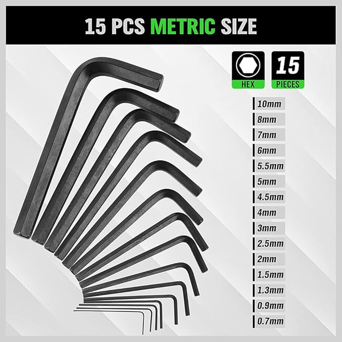 SWANLAKE 32PCS Hex Key Set, Allen Wrench Set Inch/Metric MM(0.7mm-10mm) SAE(0.028-3/8)
