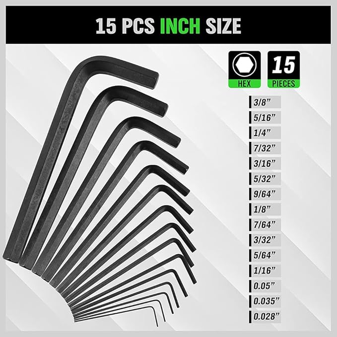 SWANLAKE 32PCS Hex Key Set, Allen Wrench Set Inch/Metric MM(0.7mm-10mm) SAE(0.028-3/8)