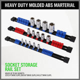 SWANLAKE 6-Piece Socket Organizer Set, Sockets Holder Rack Rail Mountable 86 Sliding Clips, Premium Quality Socket Holders Workshop Organiser - Side View