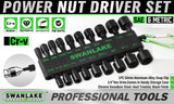 20-Piece Swanlake Impact Drill Nut Driver Set - SAE & Metric Chrome Vanadium Steel Tools - Side View