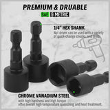 20-Piece Swanlake Impact Drill Nut Driver Set - SAE & Metric Chrome Vanadium Steel Tools - Rear View
