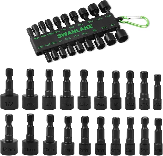 SWANLAKE GARDEN TOOLS (letter with no tracking)SWANLAKE 20PCS Power Nut Driver Set for Impact Drill, 1/4??Hex Head Drill Bit SAE and Metric