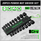 SWANLAKE GARDEN TOOLS (letter with no tracking)SWANLAKE 20PCS Power Nut Driver Set for Impact Drill, 1/4” Hex Head Drill Bit SAE and Metric - Front View