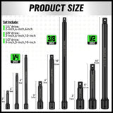 9Pcs Extension Bar Set 1/4