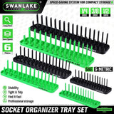 SWANLAKE 6PCS Socket Holder Tray Rack – Metric & SAE, 1/4