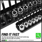 SWANLAKE 6PCS Socket Holder Tray Rack – Metric & SAE, 1/4