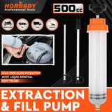 HORUSDY 500ML Oil Suction Syringe Style Manual Pump Oil Brake Fluid Extractor