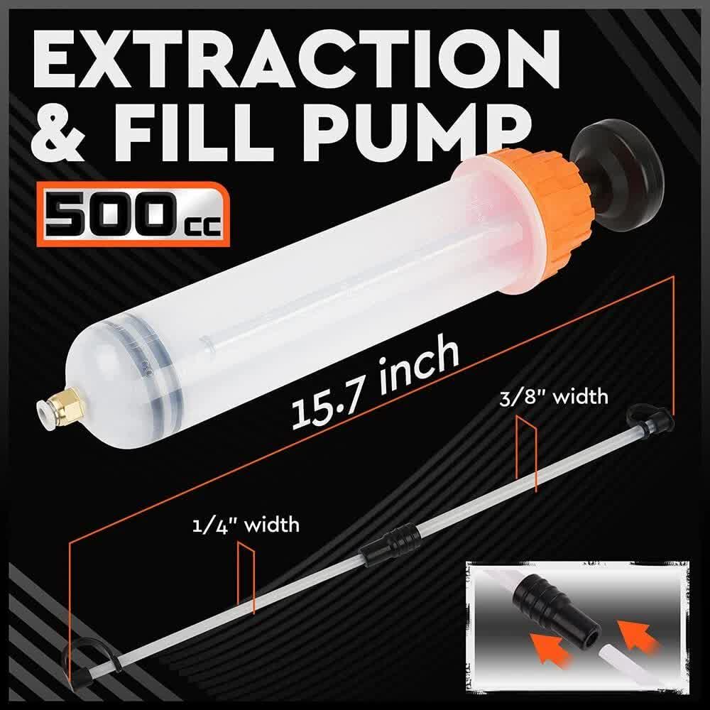 HORUSDY 500ML Oil Suction Syringe Style Manual Pump Oil Brake Fluid Extractor