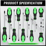 SWANLAKE 11PCS Screwdriver Set, Magnetic 5 Phillips and 5 Flat Head Tips for Fastening and Loosening Seized (11PCS) - Side View