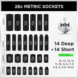 SWANLAKE 1/4 Drive Impact Socket Set, 56-Piece Standard SAE (5/32 to 9/16 inch) and Metric (4-15mm) Size, 6 Point, Cr-V, 1/4-Inch Drive Ratchet Handle, Drive Extension Bar, Impact Universal Joint