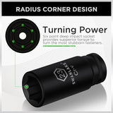 SWANLAKE 1/2 Drive Impact Socket Set, 66-Piece Standard SAE (3/8-1-1/4) and Metric (8-24mm) Size, 6 Point, Cr-V, 1/2-Inch Drive Ratchet Handle, Drive Extension Bar, Impact Universal Joint - Close-Up Angle