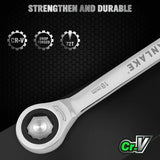 SWANLAKE 12Pcs Metric Ratcheting Spanner Set 6-18mm CR-V Steel 72-Tooth Holder - Side View