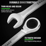 SWANLAKE 12Pcs Metric Ratcheting Spanner Set 6-18mm CR-V Steel 72-Tooth Holder - Top-Down View