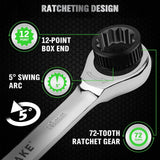 SWANLAKE 12Pcs Metric Ratcheting Spanner Set 6-18mm CR-V Steel 72-Tooth Holder - 45-Degree Angle