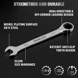 SWANLAKE 12Pcs Metric Ratcheting Spanner Set 6-18mm CR-V Steel 72-Tooth Holder - Rear View
