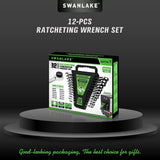 SWANLAKE 12Pcs Metric Ratcheting Spanner Set 6-18mm CR-V Steel 72-Tooth Holder - Extra Image