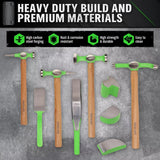 9-Piece Garden Tools Auto Body Hammer Dolly Set Car Body Dent Repair Tool Case - 45-Degree Angle