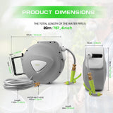 Garden Spray Gun Auto Rewind Wall Water Hose Mount Hose Reel 20M Retractable - Top-Down View