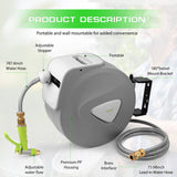 Garden Spray Gun Auto Rewind Wall Water Hose Mount Hose Reel 20M Retractable - 45-Degree Angle