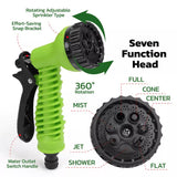 25FT Water Garden Hose Flexible Expandable Pipe Car Wash W/ Spray Nozzle Gun - Top-Down View