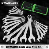 Swanlake 19Pc Stubby Spanner Set Metric 6-24mm Crv 12 Point Open End with Pouch