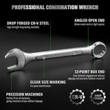 Swanlake 19Pc Stubby Spanner Set Metric 6-24mm Crv 12 Point Open End with Pouch - 45-Degree Angle