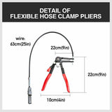 Long Hose Clamp Pliers 24 Flexible Extension Wire Oil Fuel Hose Clip Remove - 45-Degree Angle